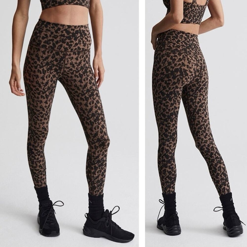 Varley Always High Rise Leggings Blurred Copper Animal Brown Black - Size M